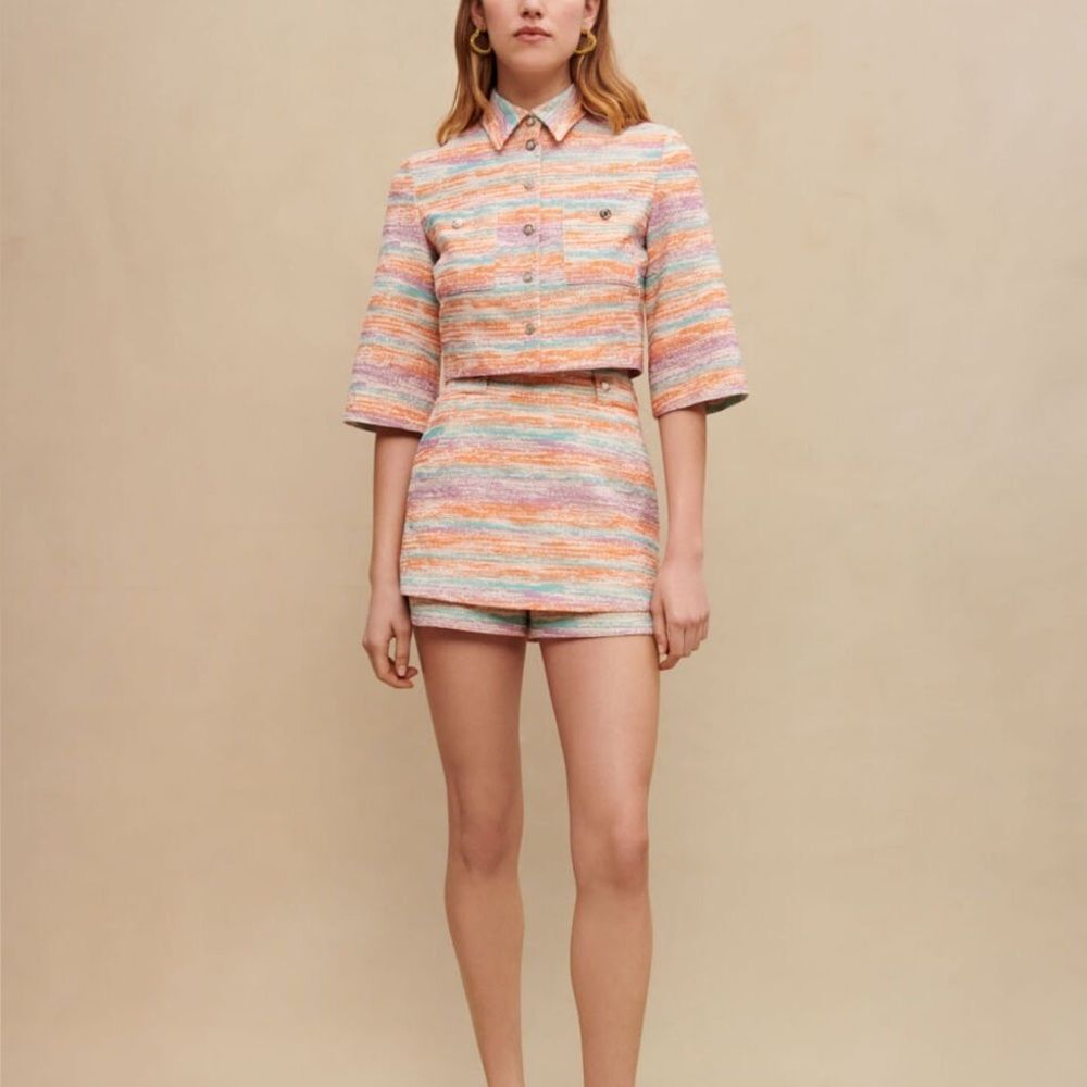 Maje Metallic Pastel Tweed Skort Size 38